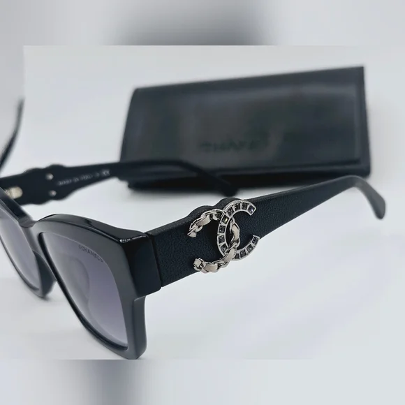 CHANEL SUNGLASSES CAT EYE BLACK CH5456 - Picture 2 of 16